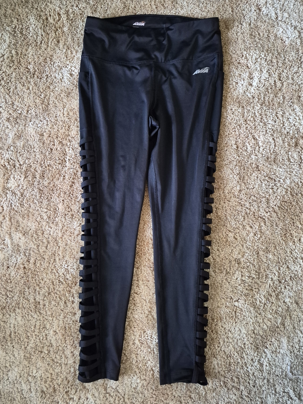 Avia Black Ladder-Side Active Leggings Size Small